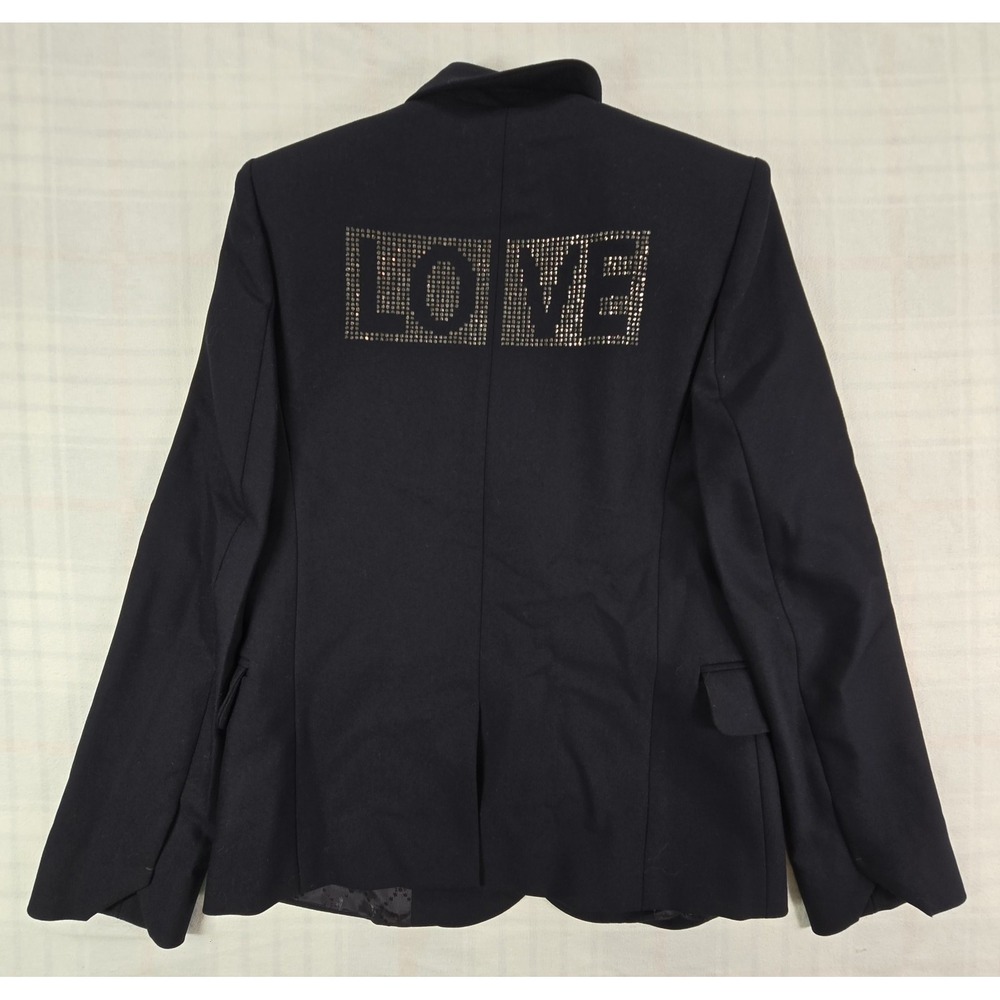 Zadig & Voltaire Victor Bis Blazer Love Rhinestone Jacket Women Black 34 NWT